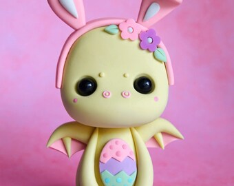 Little Lazies "The Easter Dragon!" Pre-Order | 1 Handmade Polymer Clay Figurine | Easter, Spring, Dragon, Bunny, Art Toy | Thank you!