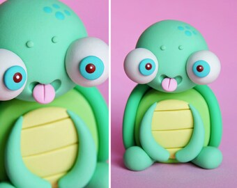 2-Pack! Little Lazies "Cutie Turtles" | 2 Miniature Polymer Clay Sculptures | Turtle, Spring, Collectible | Handmade | Thank You!