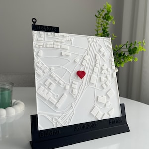 Personalisierte 3D Landkarte, für Frauen und Männer, erhabene Hochzeitsorte mit Namen und Datum, als besonderes Geschenk, für Frauen und Männer