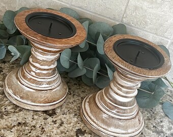 Juego de dos portavelas estilo casa de campo/provenza