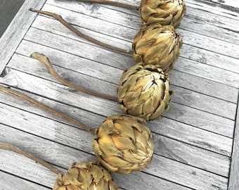 6 Dried Large Artichokes on Stems Farmhouse/Country Home Decor