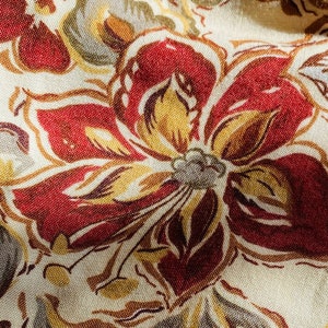 70s Floral Rayon Fabric: Earth Tones, Silky Soft - 1.5 Yds