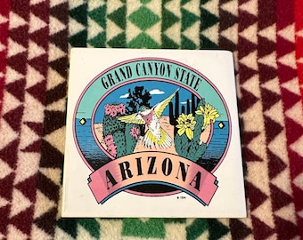 Vintage GRAND CANYON Tile Trivet: Arizona Souvenir Hummingbird