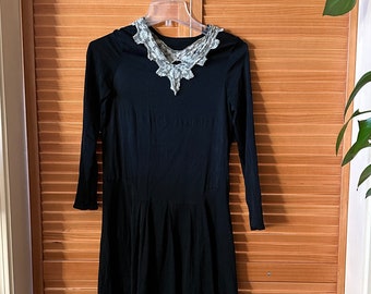1920’s Antique WEDNESDAY FLAPPER DRESS Black X S Little Black Dress