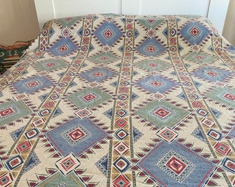 Vintage 70s BEDDING Rattlesnake Print Sheet Set: Twin/Full Size Southwestern