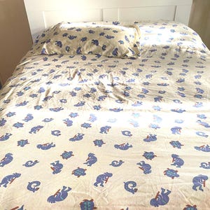 Vintage Kokopelli King Size Sheet Set: Southwestern Bedding, 1980s Springmaid