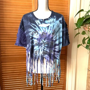 Celestial BEADED and Fringed Purple & Blue Vintage Horosope