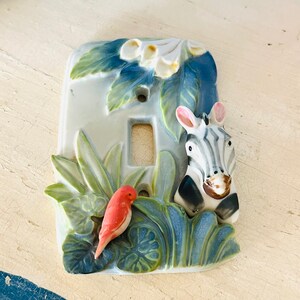 Vintage ZEBRA SWITCH PLATE Cover EXOtIC BiRD Outlet Cover image 1
