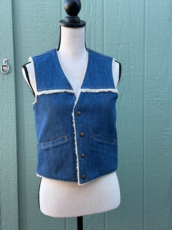 LEVIS DENiM SHERPA VEST 70's ViNTAGE Blue Jean Fa… - image 2