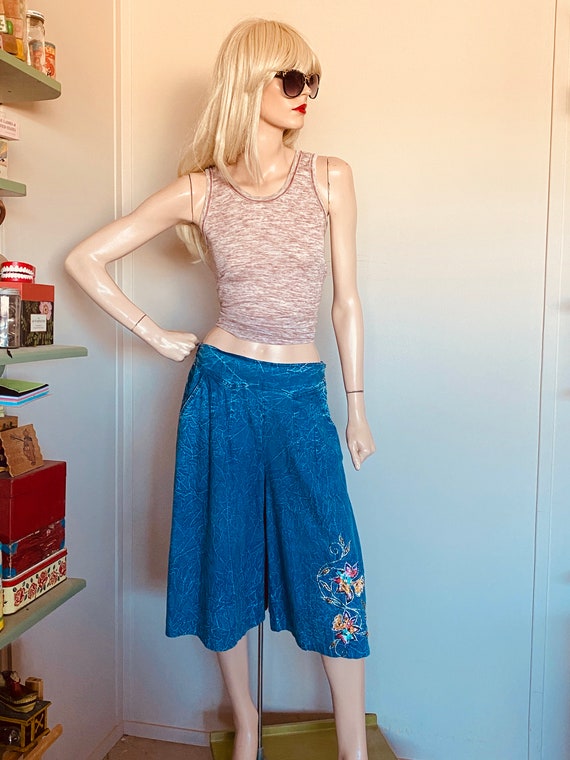 80s EMBELLISHED DENIM GAUCHOS Acid Wash