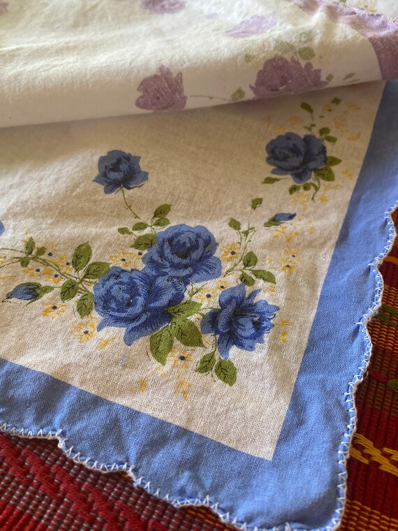 Lot 3 Pc VINTAGE Cotton FLoWERS HANDKERCHIEF FLOR… - image 8