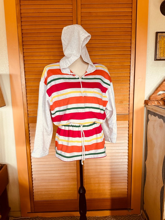 Awesome Vintage 80’s STRIPED OVERsized HOODIE SWEA