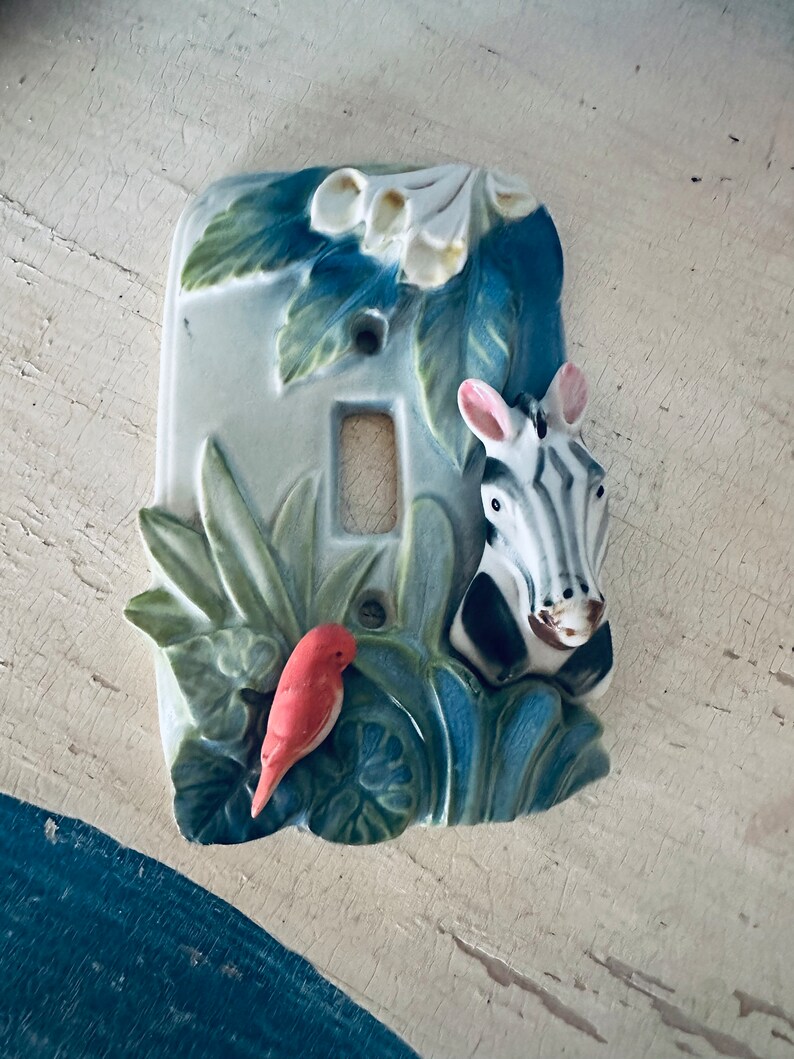 Vintage ZEBRA SWITCH PLATE Cover EXOtIC BiRD Outlet Cover image 6