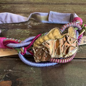 Vintage Braided Rayon Cord Belt: Artsy Copper Buckle, Adjustable 80s Style