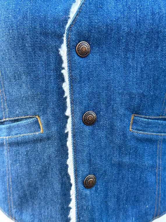 LEVIS DENiM SHERPA VEST 70's ViNTAGE Blue Jean Fa… - image 7