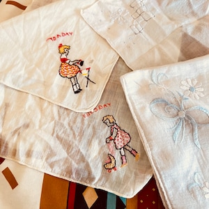 Vintage Handkerchiefs Set: Victorian Lace, Embroidered Cotton, 1920s-50s