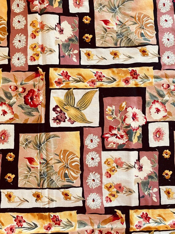 Vintage BOTANICAL FLORAL Print FABRIC 2.5 Yds Cotton | Etsy