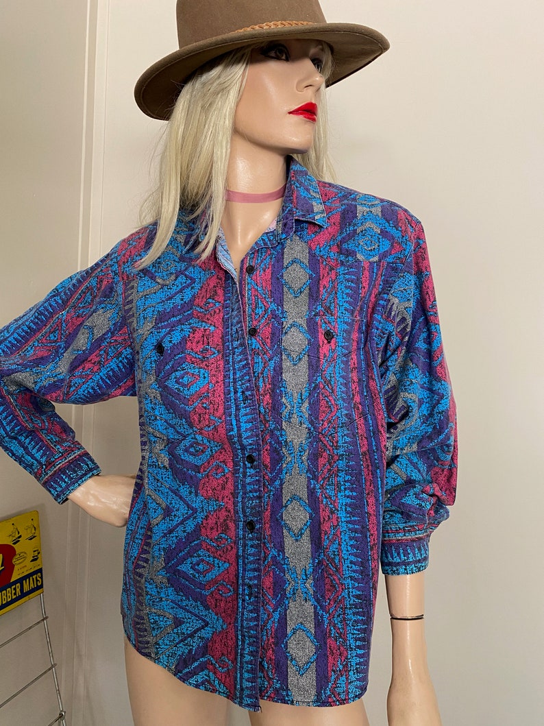 Vintage FRONTIER Shirt COWGIRL 1980/'s SOUTHWESTERN Cowboy Western Wear