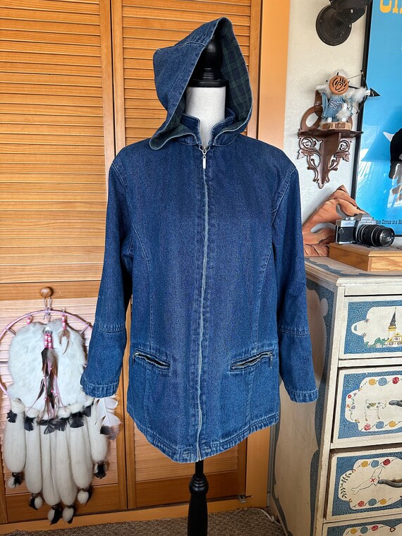 SwEET DENiM HooDED FIELD JACKET ViNTAGE ZIP-Up Bl… - image 3