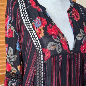 BLACK FLORAL Mini Dress: Bohemian Peasant Style - Free People Small image 4