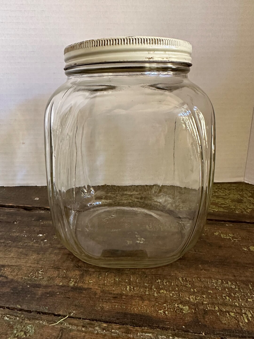 Vintage Glass STORAGE JARS Metal LIDS Classic Kitchen Storage - Etsy