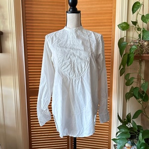 Antique EDWARDIAN MENS Dress SHIRT Manhattan Label 14.5 Cotton Victorian Vintage Top