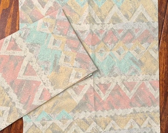 Vintage Queen Flat Sheet & Pillowcases Southwestern Pattern