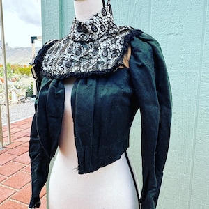 Gorgeous ANTIQUE BLACK BODICE 1900&#39;s Vintage Mourning Jacket 1800&#39;s Victorian Edwardian As Is For Design Study Very Fragile
