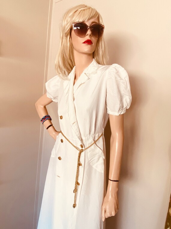 Beautiful VINTAGE 1930s DRESS Creme CREPE Ankle le