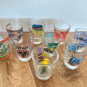 Vintage Souvenir Shot Glass Set: Southwest Barware, Man Cave Decor