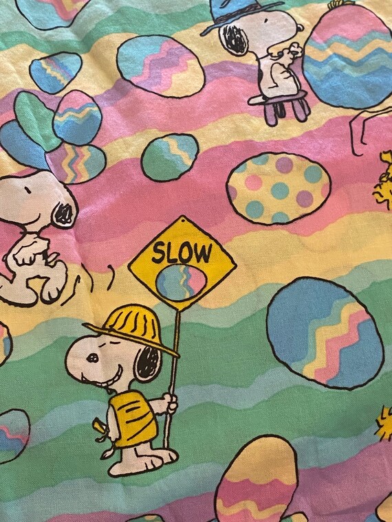 Vintage Snoopy Woodstock Sheet Easter Theme 36x Etsy
