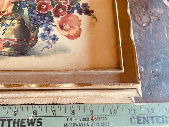 AnTIQUE 1940’s JEWELRY BOX w MIRROR Flowers Pansi… - image 7