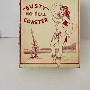 ViNTAGE BUSTY HiGH BALL COASTERS NuDES BooBS In BoX 1940s Pin Up NoVELTY BuSTS image 3