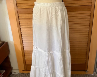 Gorgeous Victorian 1900s WHITE PETTICOAT SKIRT Slip Vintage Cotton ANTiQUE