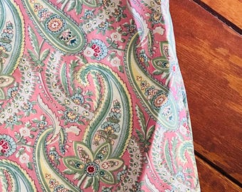 Vintage Ralph Lauren King Fitted Sheet: Pink Paisley Cotton Bedding
