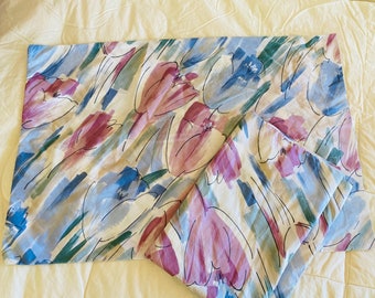 1980’s FLORAL AbSTRACT TuLIPS PILLOWCASES BRIGHT Colors Tulip Print