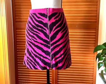 VINTAGE Eighties ZEBRA Print MINI SKiRT HoT Pink 1980’s New Wave