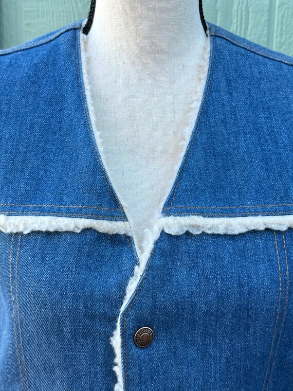 LEVIS DENiM SHERPA VEST 70's ViNTAGE Blue Jean Fa… - image 8