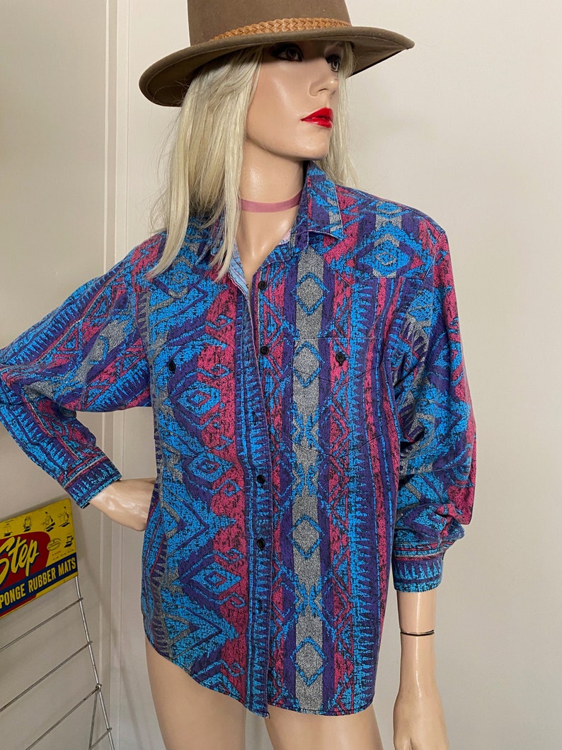 Vintage FRONTIER Shirt COWGIRL 1980/'s SOUTHWESTERN Cowboy Western Wear