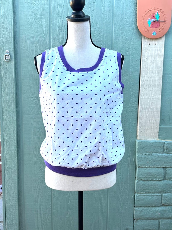 Eighties Cropped ToP VINTAGE POLKA DOT T Shirt 19… - image 4