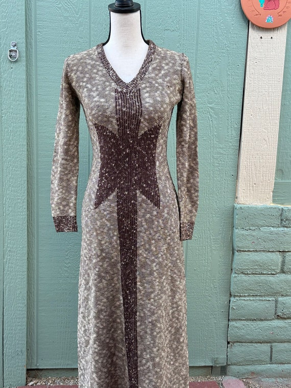 70s Geometric KNIT VINTAGE DRESS Gorgeous Wayne R… - image 6