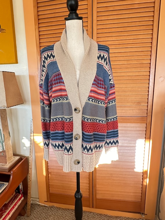 CLASSiC Vintage SWEATER BoHO Aztec Pattern 70’s S… - image 1