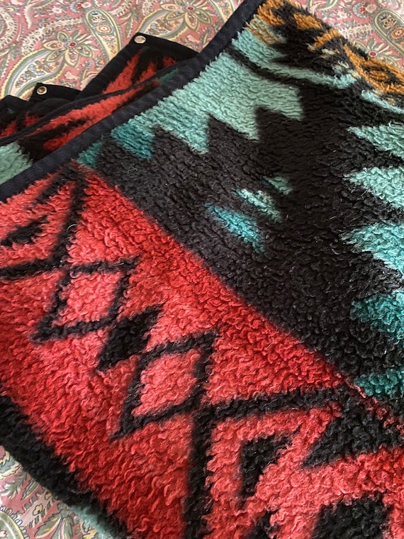 Beautiful Vintage BIEDERLACK BLANKET Sleeping Bag FAUX Fur 1970 Southwestern Navajo 54 X 62 Etsy