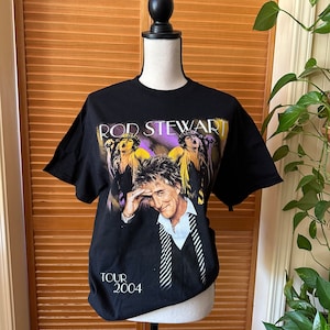 Vintage 2004 Rod Stewart Concert T-Shirt: Tonight&#39;s The Night Tour, Black Cotton Medium
