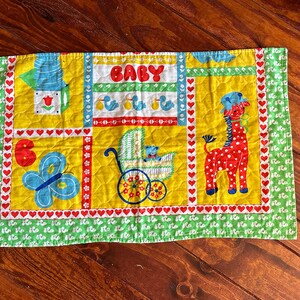 Sweet ViNTAGE BABY FABRIC PANEL Patchwork 20 x 33 Print Kids Butterflies Ponies Baby Children&#39;s Material Quilting Sewing