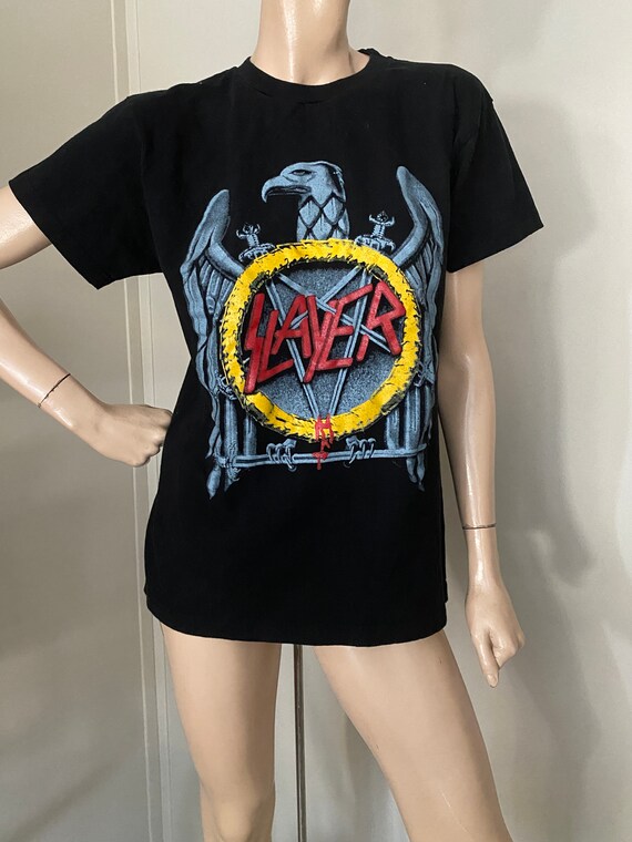 True Vintage 90s SLAYER SILVER EAGLE T Shirt Medium Worn - Etsy 日本