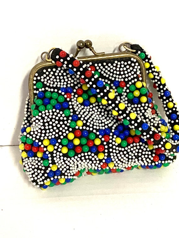 1950’s PURSE Vintage BEADed Polka DOT HANDBAG - image 2