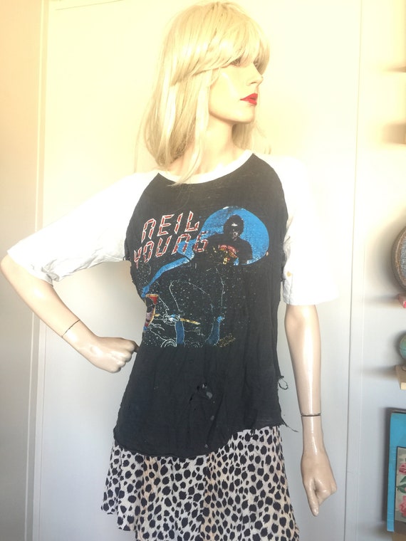 1982 Worn NEIL YOUNG CONCERT T Shirt Trans Thin Ho