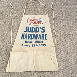 ViNTAGE Judd&#39;s HARDWARE Store APRON Utility BiB Benjamin Moore Advertising Apron Smock Cotton 1950’s Work Wear Prop Canvas Benson Arizona