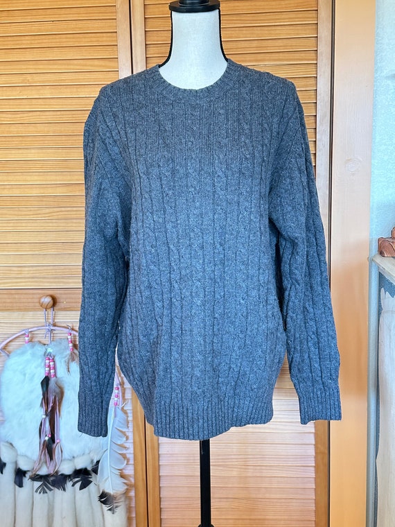 Wool SWEATER Vintage FISHERMAN KNIT Cable L. L Be… - image 2